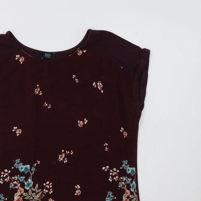 F&F Womens Purple Floral  Basic Blouse Size 10