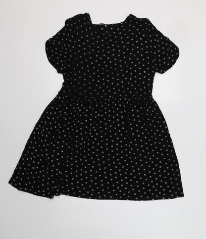PRETTYLITTLETHING Womens Black Polka Dot  Fit & Flare  Size 10