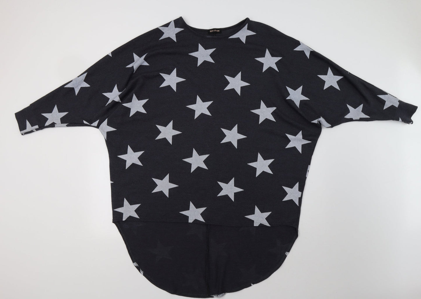 QED London Womens Grey Geometric  Tunic Sweatshirt Size M  - Star Print