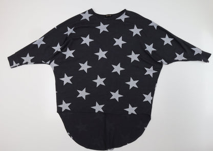QED London Womens Grey Geometric  Tunic Sweatshirt Size M  - Star Print