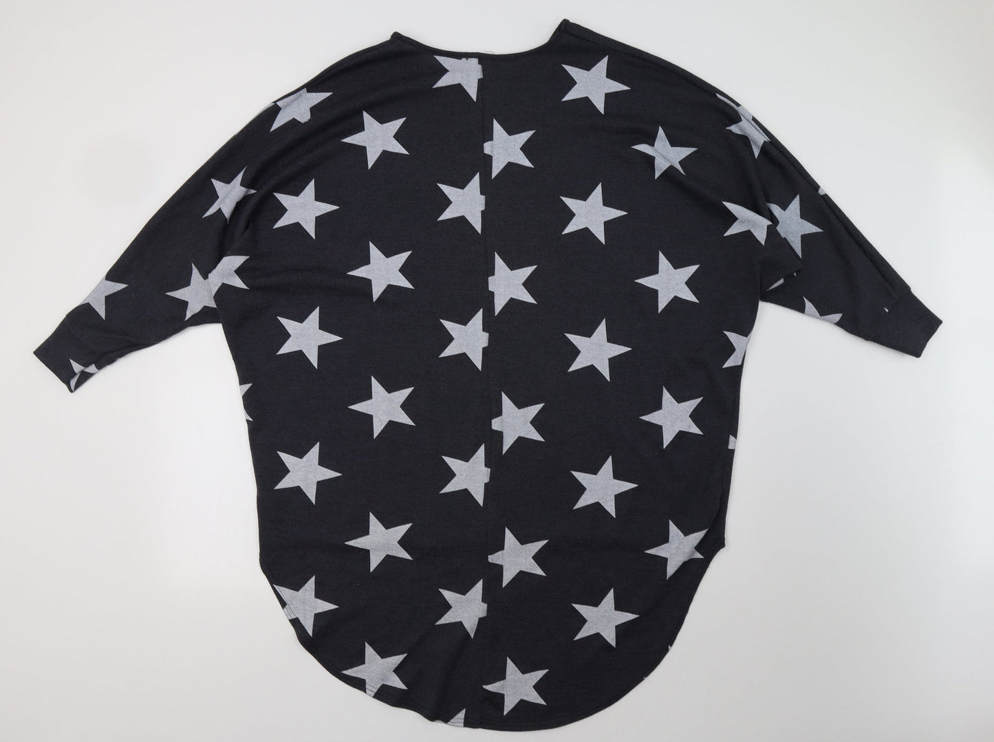 QED London Womens Grey Geometric  Tunic Sweatshirt Size M  - Star Print