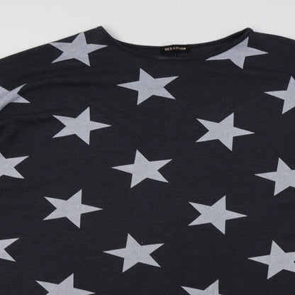 QED London Womens Grey Geometric  Tunic Sweatshirt Size M  - Star Print