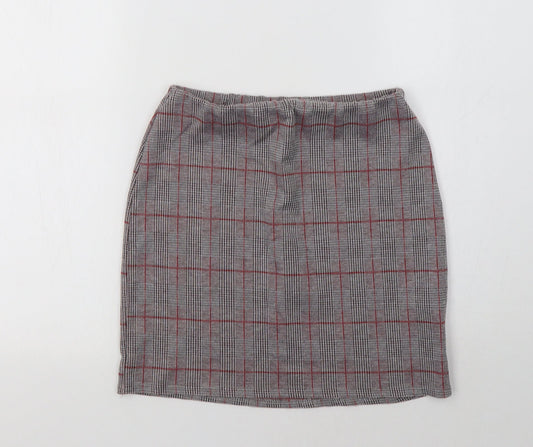 Lipsy Womens Grey Check  Mini Skirt Size 10