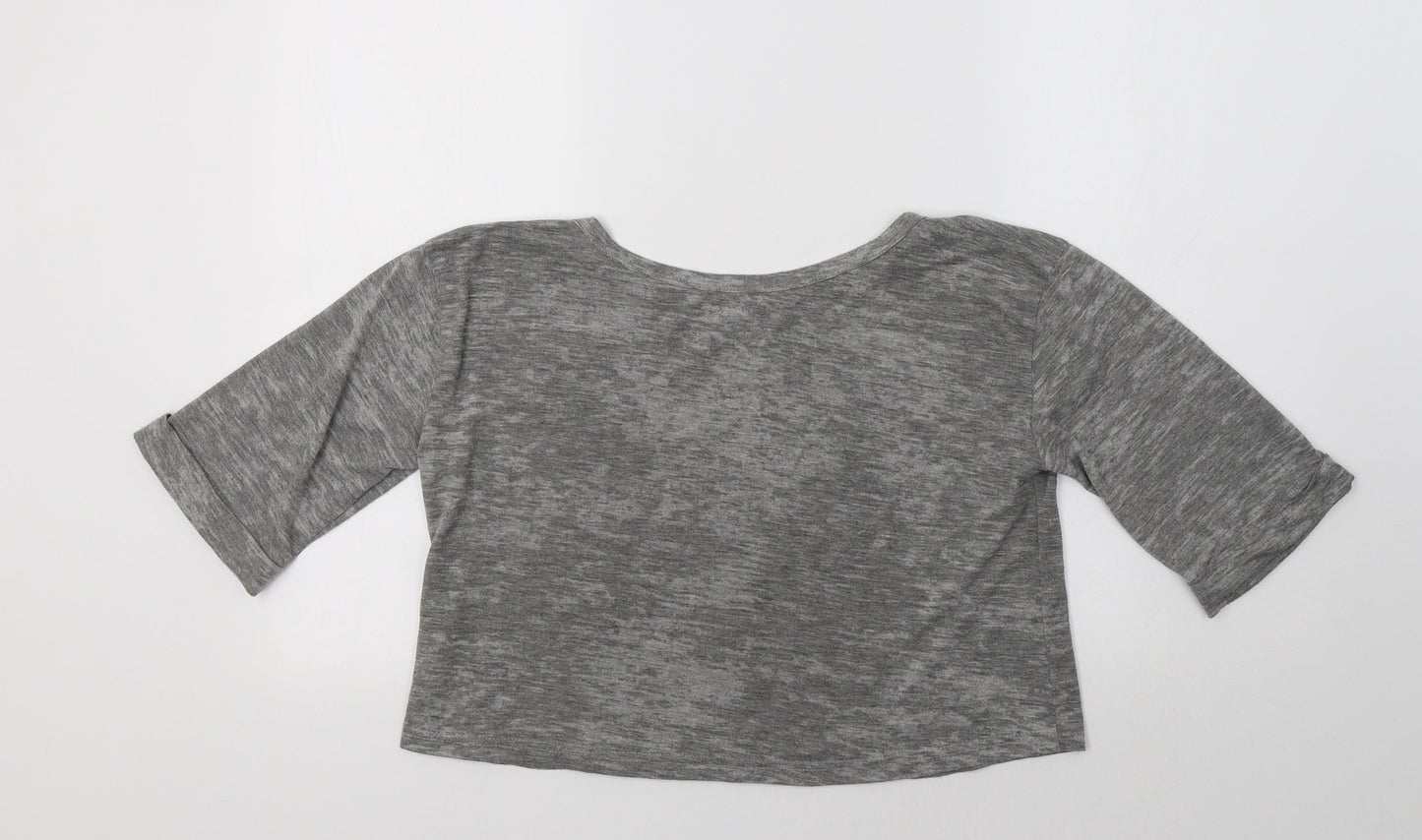 Womens UK Size 8 Topshop Grey Cropped T-Shirt