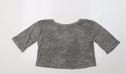 Womens UK Size 8 Topshop Grey Cropped T-Shirt