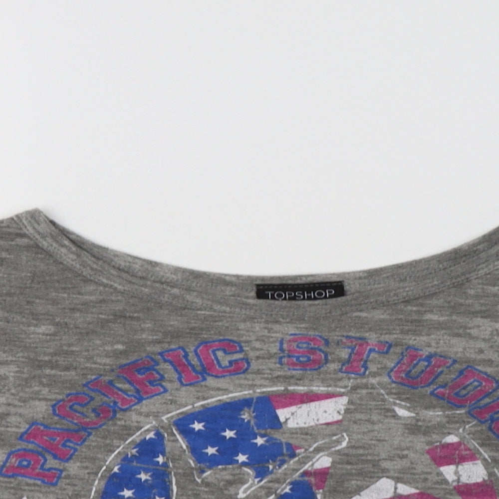 Womens UK Size 8 Topshop Grey Cropped T-Shirt