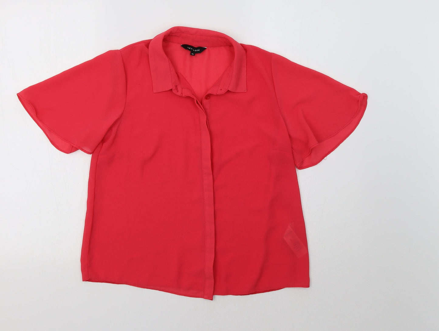 Womens UK Size 10 New Look Pink Basic Button-Up
