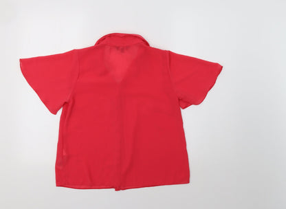 Womens UK Size 10 New Look Pink Basic Button-Up