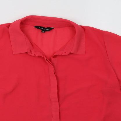 Womens UK Size 10 New Look Pink Basic Button-Up