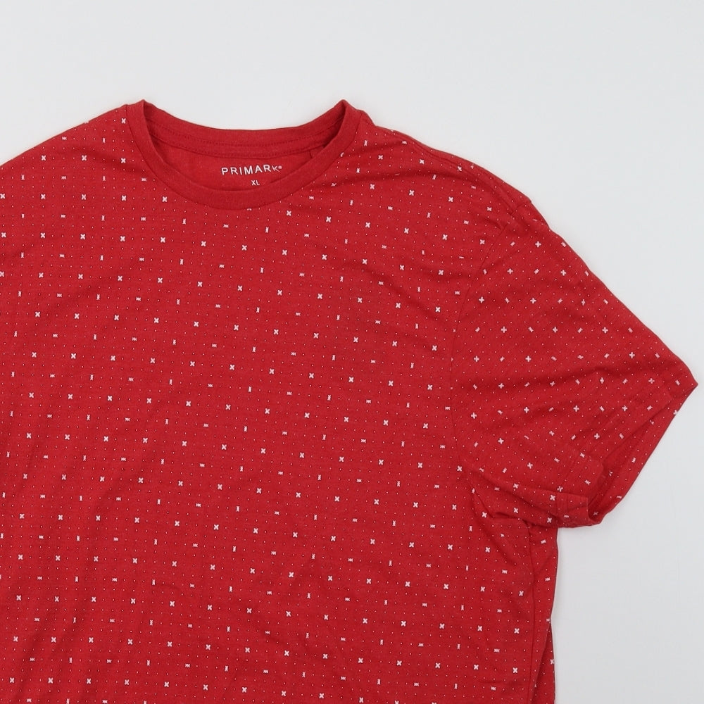 Primark Mens Red Geometric   T-Shirt Size XL