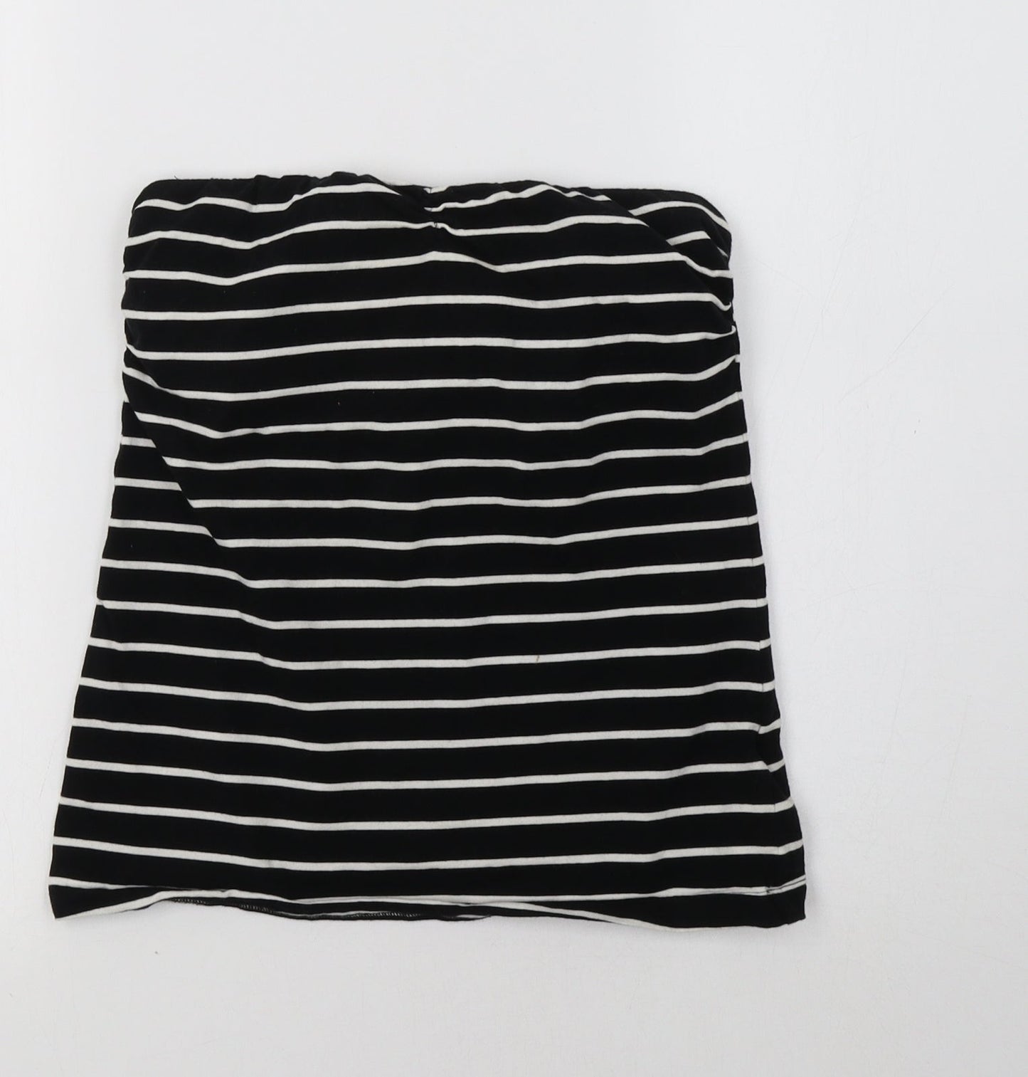 F&F Womens Black Striped  Cropped T-Shirt Size 12