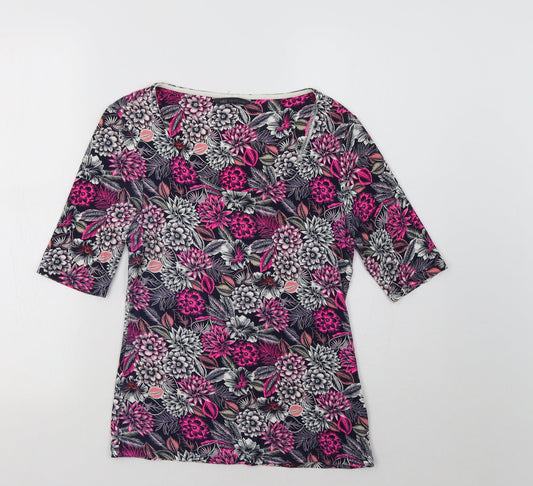 M&S Womens Purple Floral  Basic T-Shirt Size 10