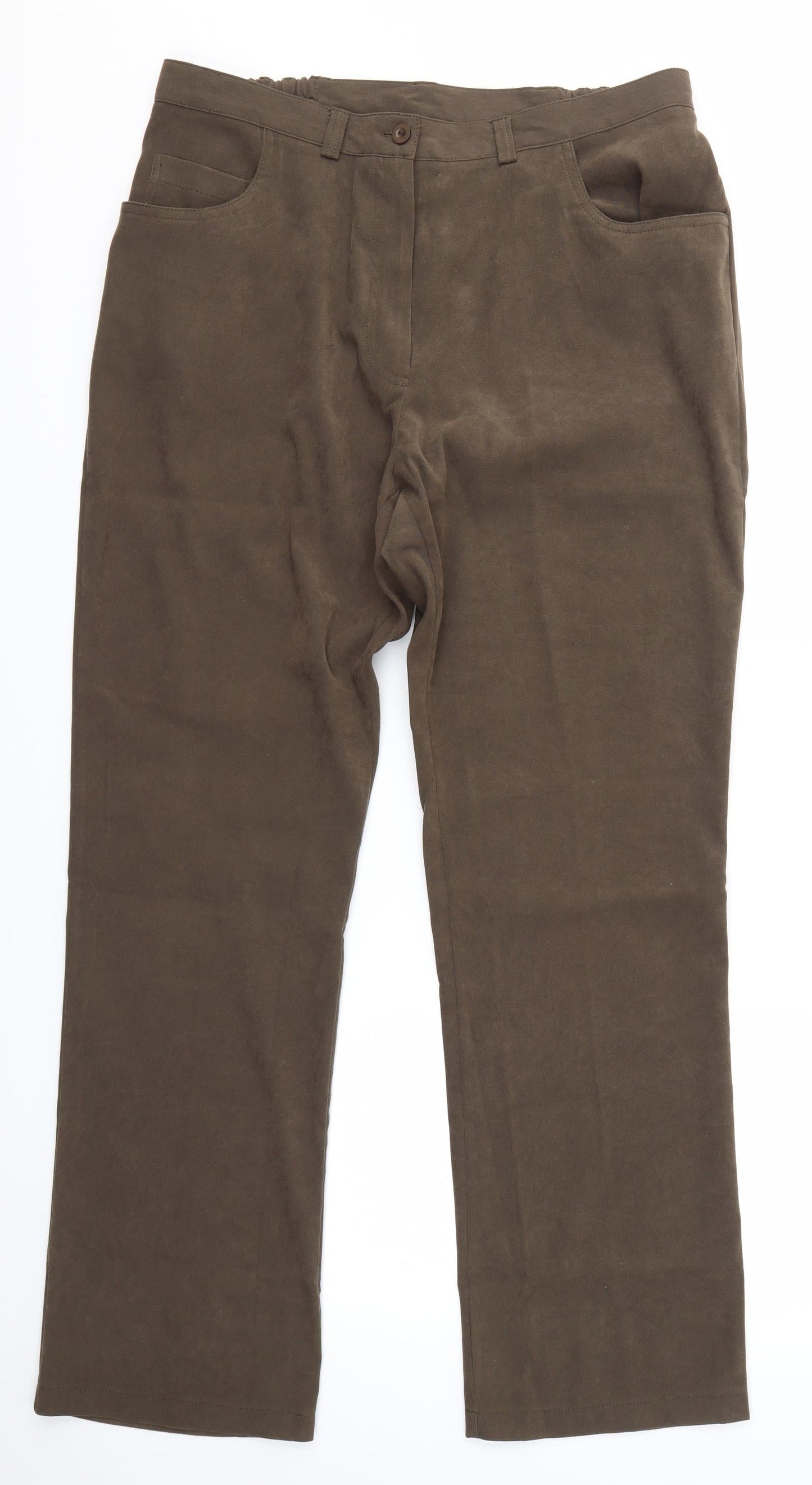 Womens UK Size 16 Casual Comfort Regular Fit Dress Pants Green Trousers