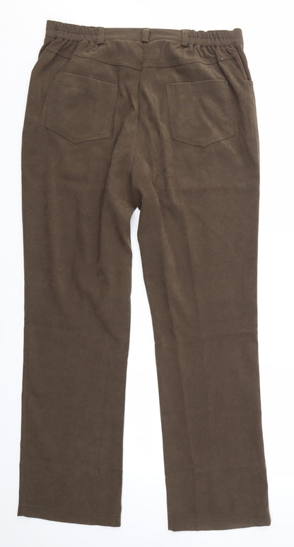 Womens UK Size 16 Casual Comfort Regular Fit Dress Pants Green Trousers