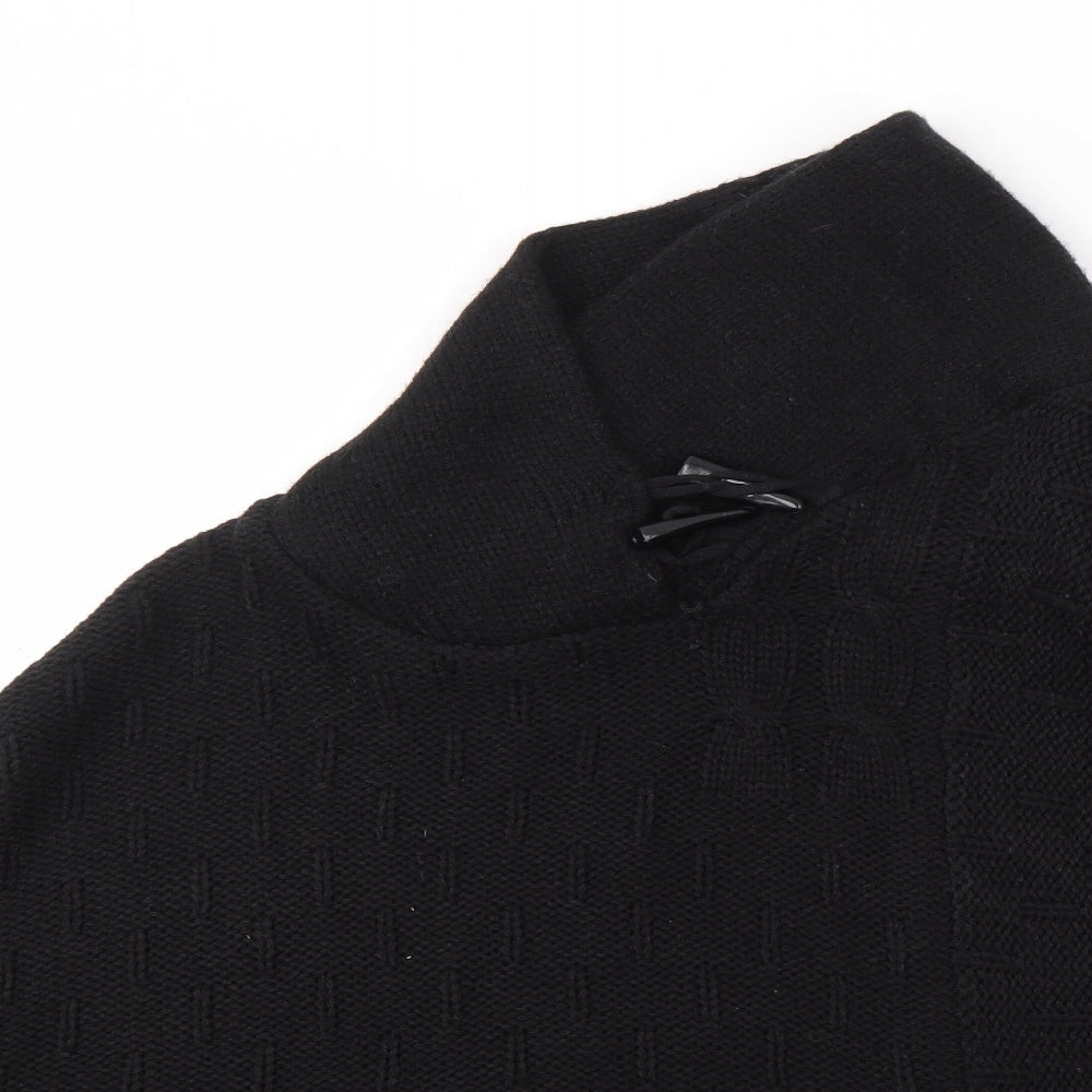 Close-up detail of b. young women’s black shrug jumper one size