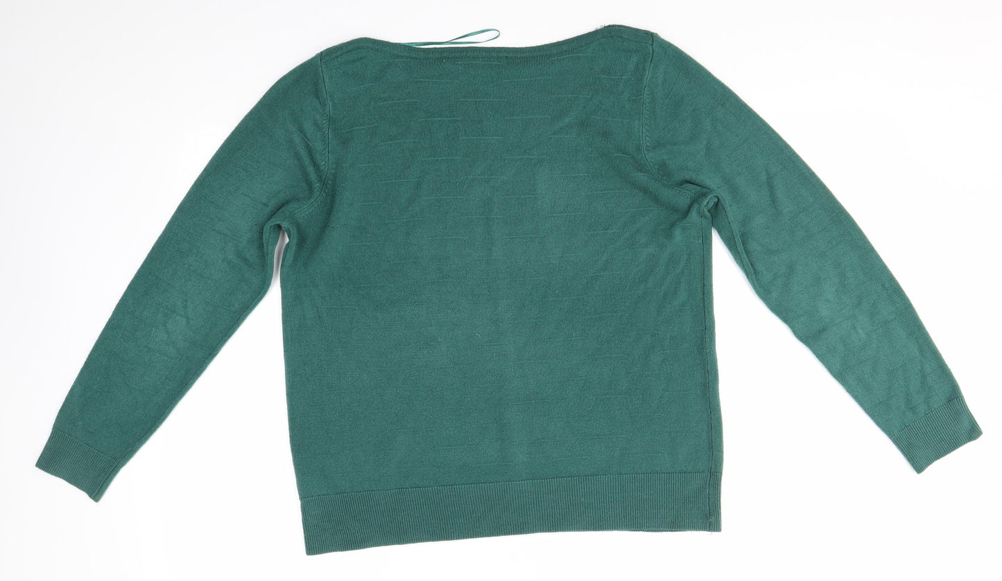 Womens UK Size L Vida Vi Green Pullover Jumper