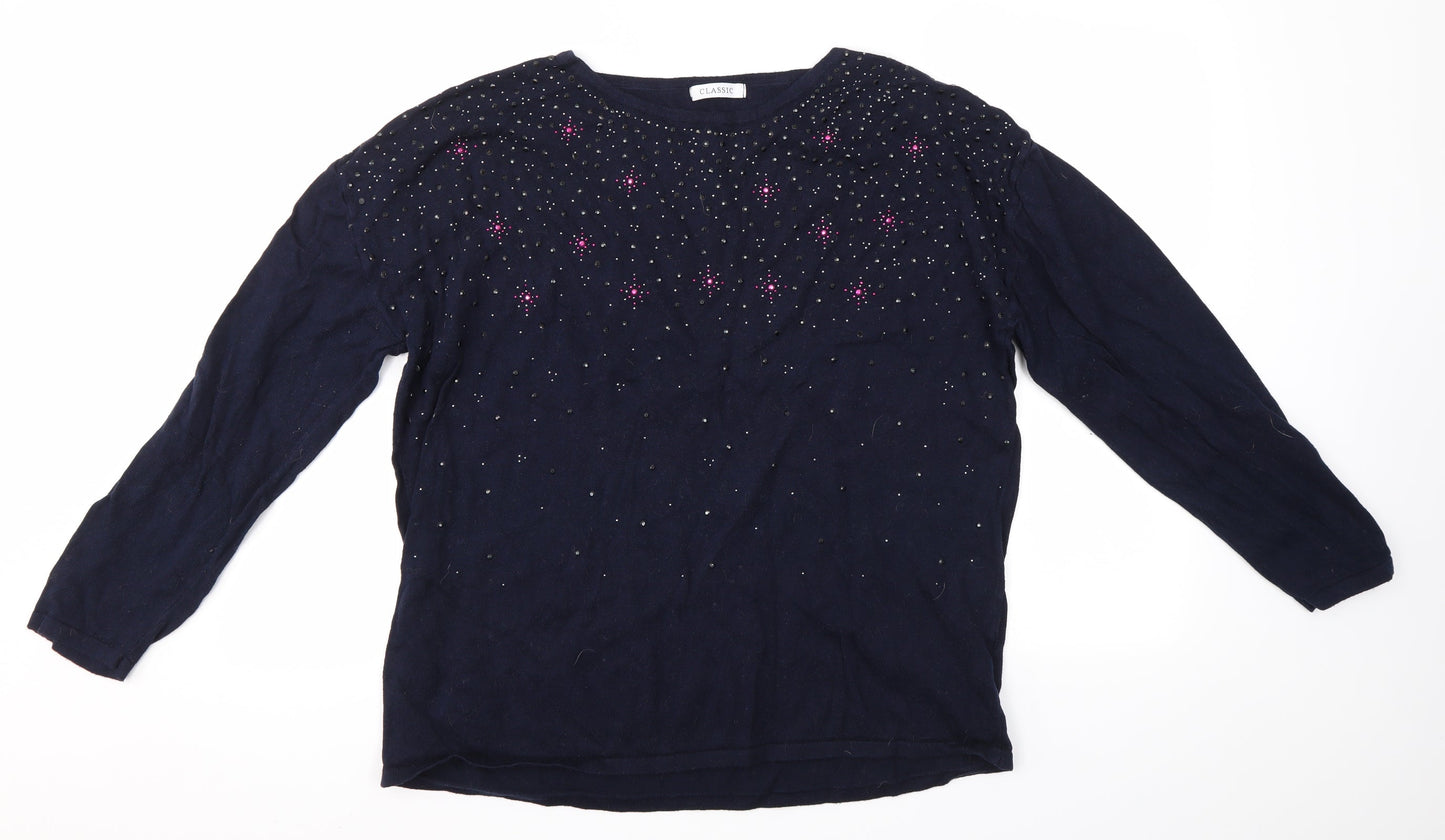 Womens UK Size 20 M&S Blue Pullover Jumper