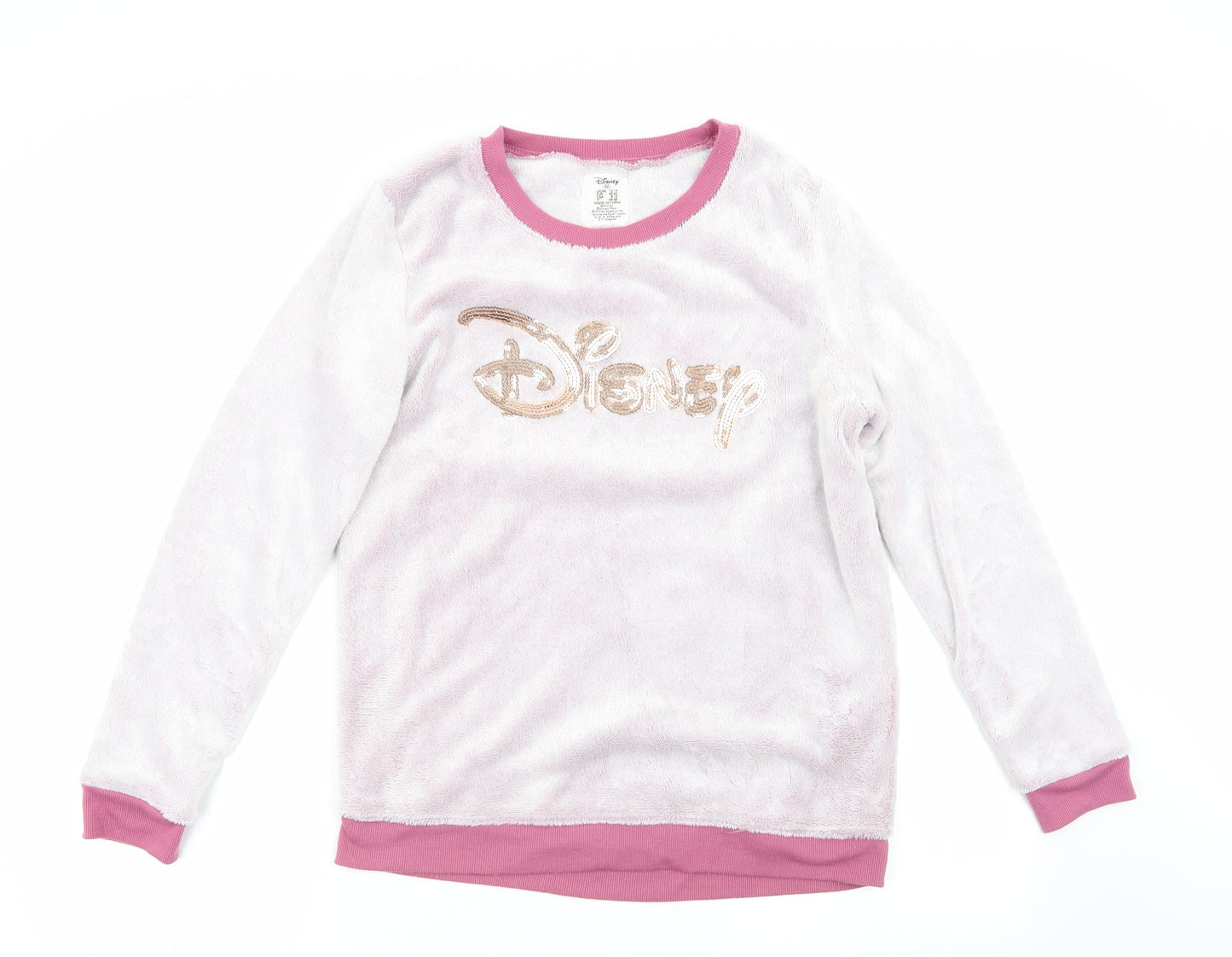 Disney by Love to Lounge Womens Pink Solid   Pyjama Top Size M  - Disney in sequins Fluffy