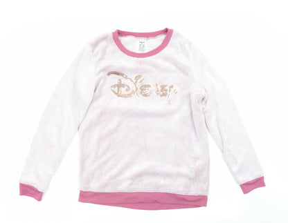 Disney by Love to Lounge Womens Pink Solid   Pyjama Top Size M  - Disney in sequins Fluffy