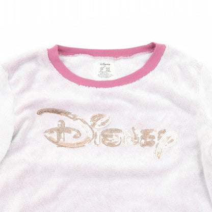Disney by Love to Lounge Womens Pink Solid   Pyjama Top Size M  - Disney in sequins Fluffy