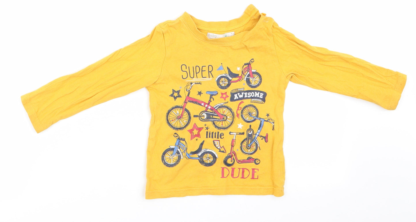 Baby M&Co Boys Yellow   Basic Casual Size 12-18 Months  - Bicycles Super Awesome Dude