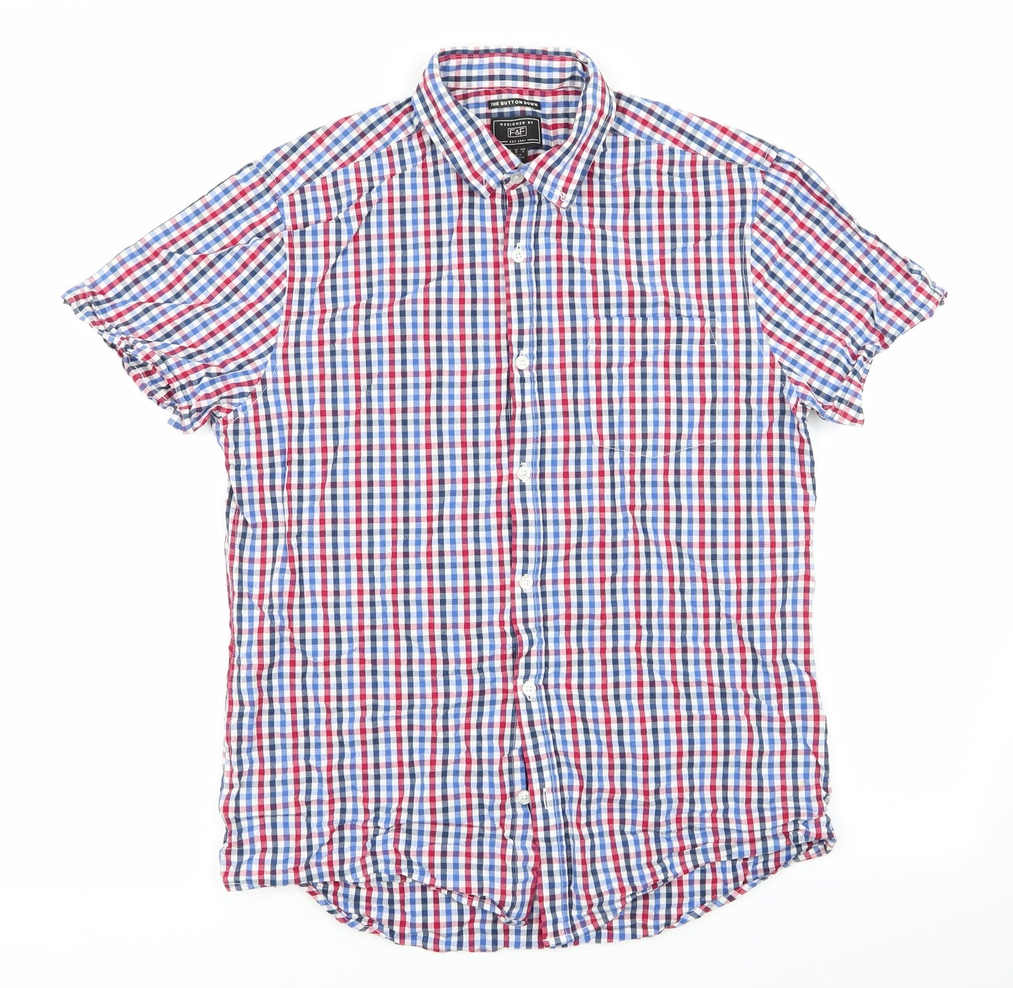 Mens UK Size M Florence and Fred Blue  Button-Up Short Sleeve Casual Shirt