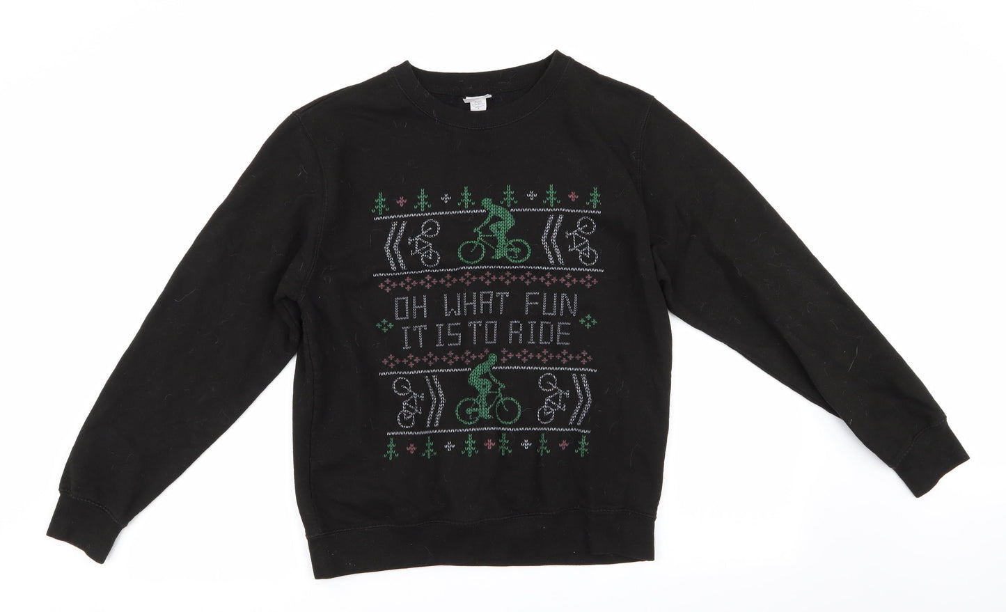 Awdis Mens Black   Pullover Sweatshirt Size S  - Christmas Bicycle