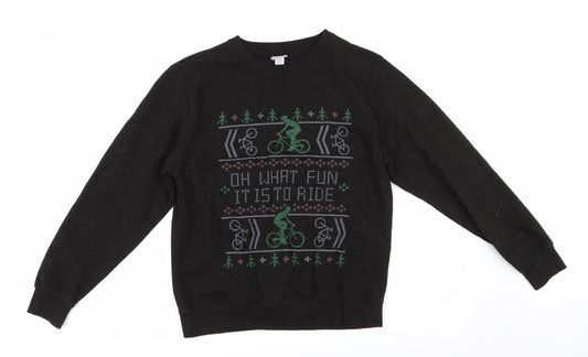 Awdis Mens Black   Pullover Sweatshirt Size S  - Christmas Bicycle