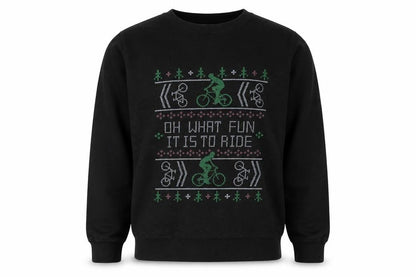 Front view of Awdis men’s black pullover sweatshirt, size S, - christmas bicycle