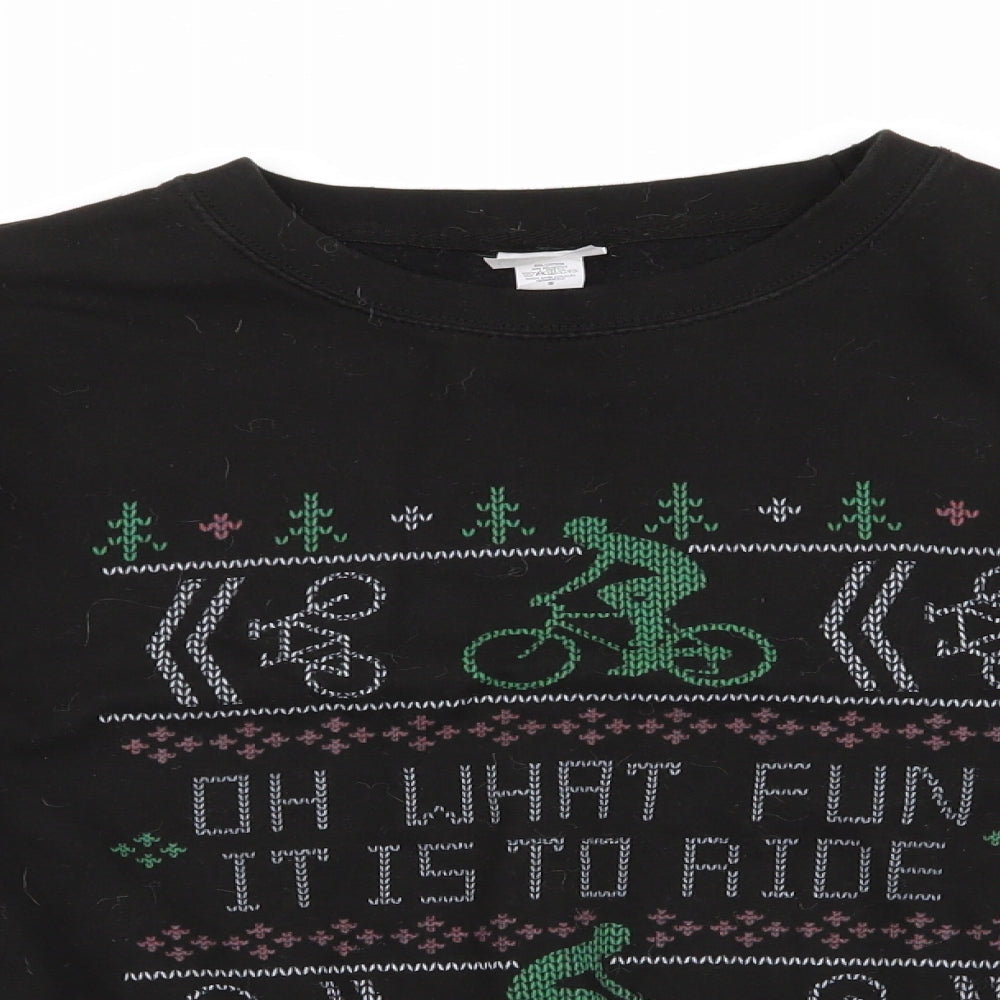 Awdis Mens Black   Pullover Sweatshirt Size S  - Christmas Bicycle