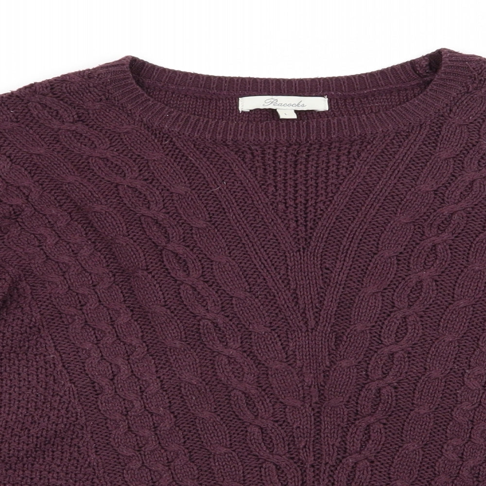 Womens UK Size L Peacocks Purple Pullover Jumper