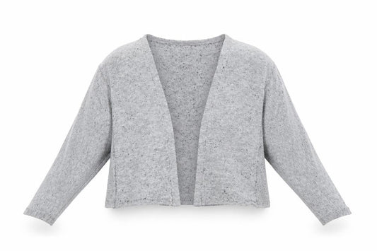 Front view of Marks & Spencer women’s grey cardigan jumper, size UK 18