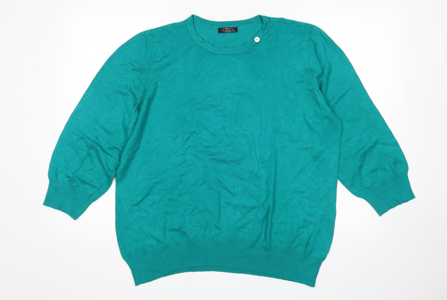 Womens UK Size XL BM Green Pullover Jumper