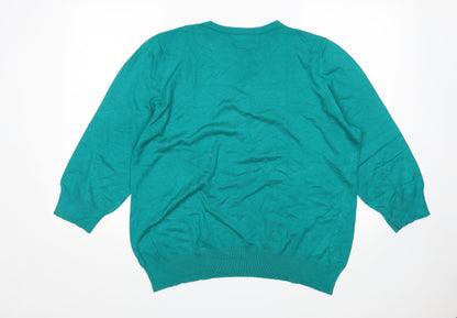 Womens UK Size XL BM Green Pullover Jumper