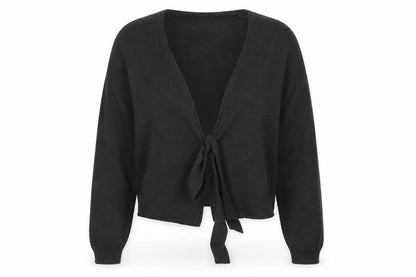 Front view of In the Style women’s grey cardigan jumper, size UK 10