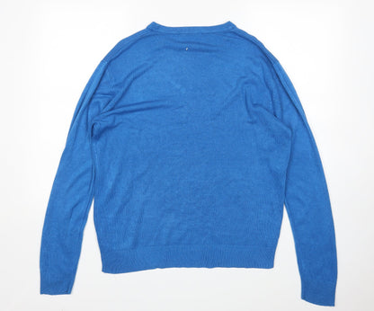 Womens UK Size L Cedar Wood State Blue Pullover Jumper