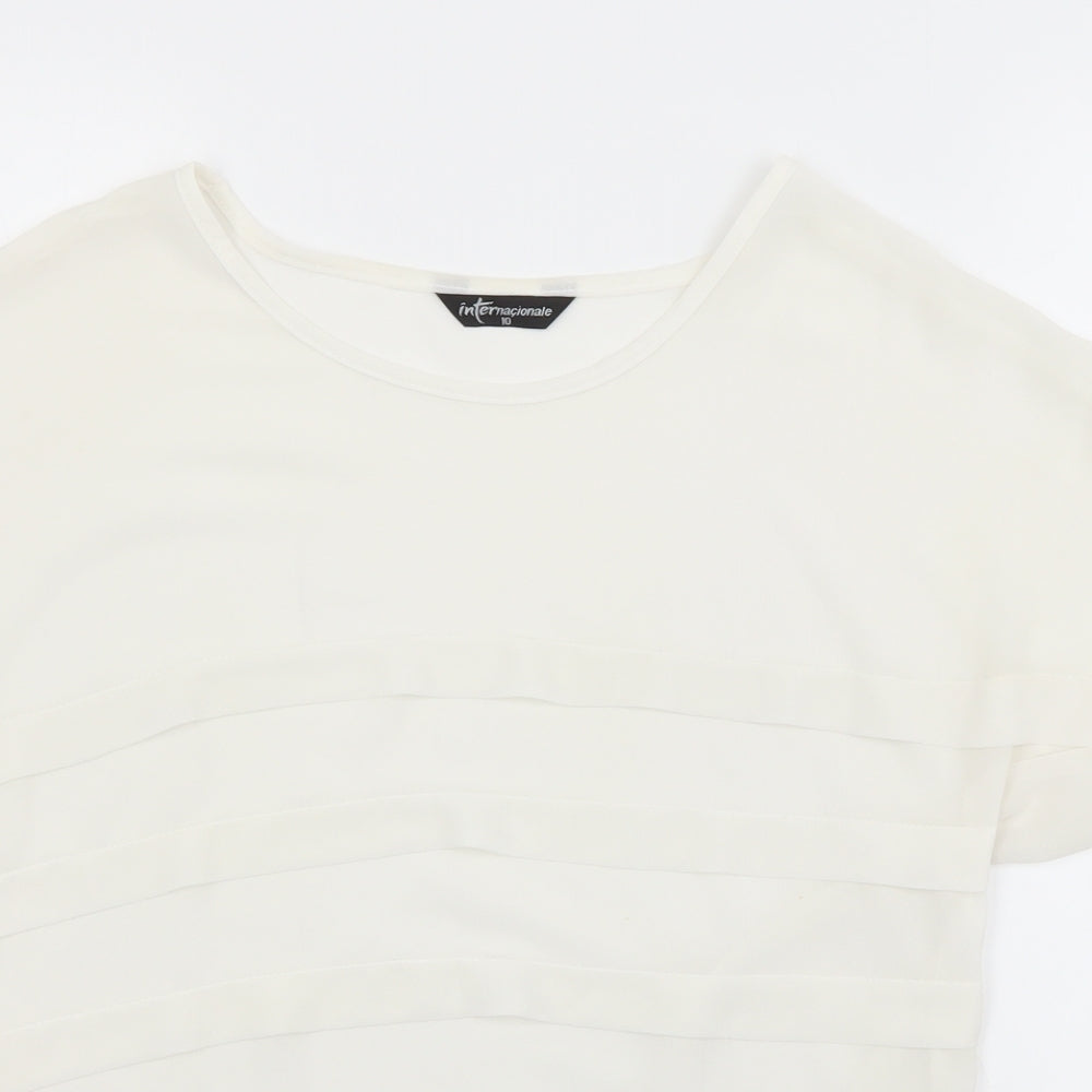 Womens UK Size 10 Internacionale White Basic Blouse