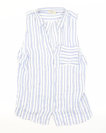 Papaya Womens Blue Striped  Basic Button-Up Size 10