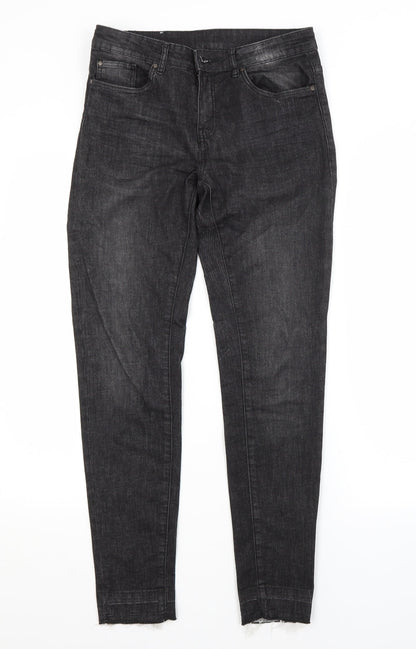 Womens UK Size  Preworn Regular Fit Cropped Grey Jeans
