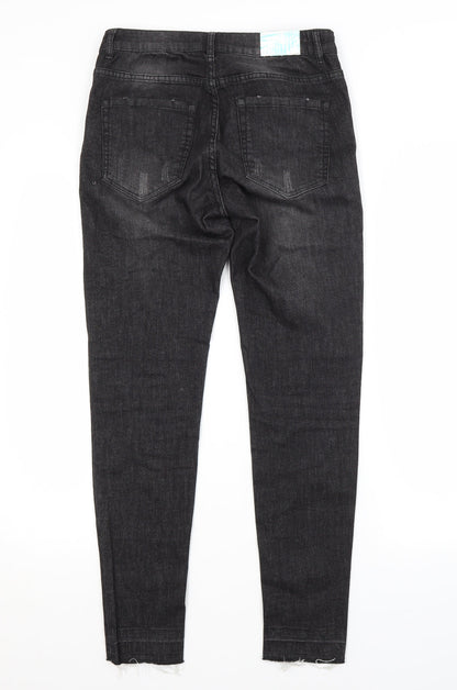 Womens UK Size  Preworn Regular Fit Cropped Grey Jeans