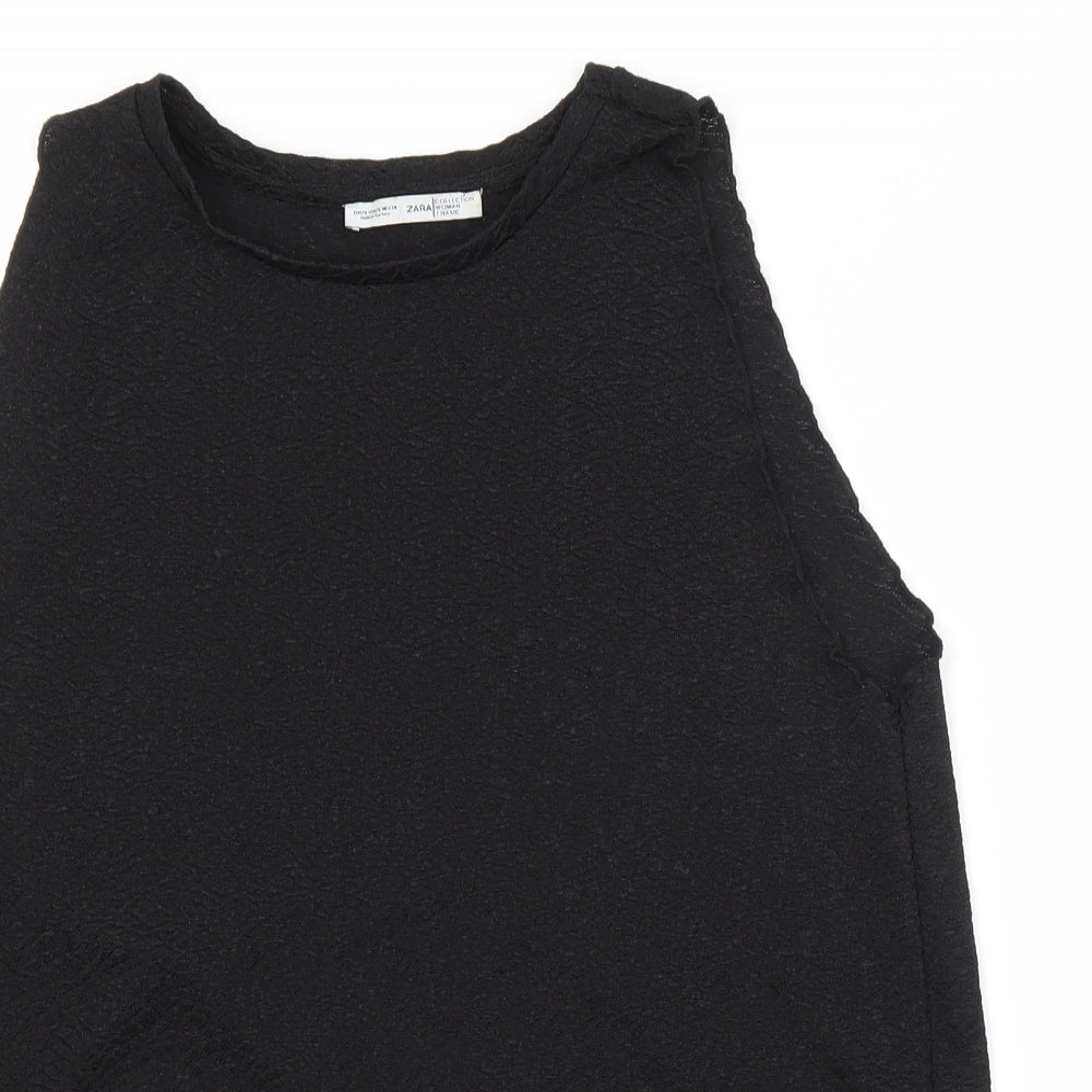 Womens UK Size S Zara Black Basic Blouse
