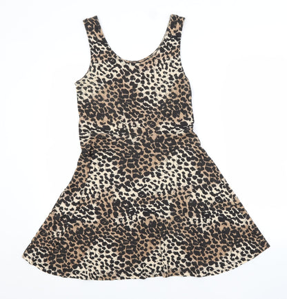 Atmosphere Womens Brown Animal Print  A-Line  Size 10