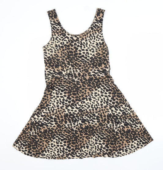 Atmosphere Womens Brown Animal Print  A-Line  Size 10