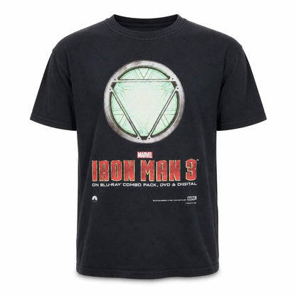 Front view of Preworn boys’ blue basic t-shirt, size M, - iron man