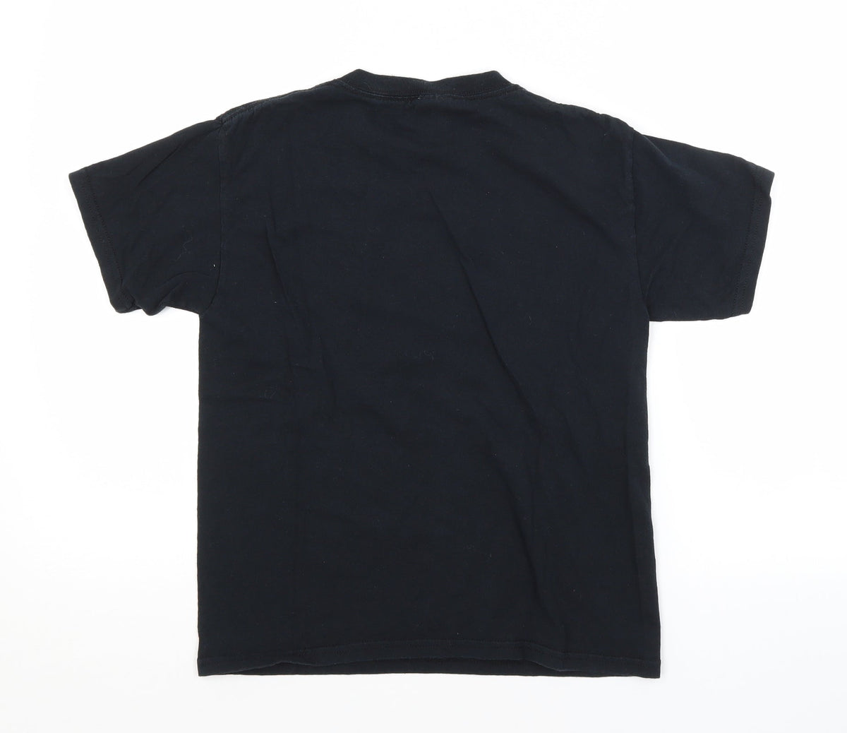 Back view of Preworn boys’ blue basic t-shirt, size M, - iron man