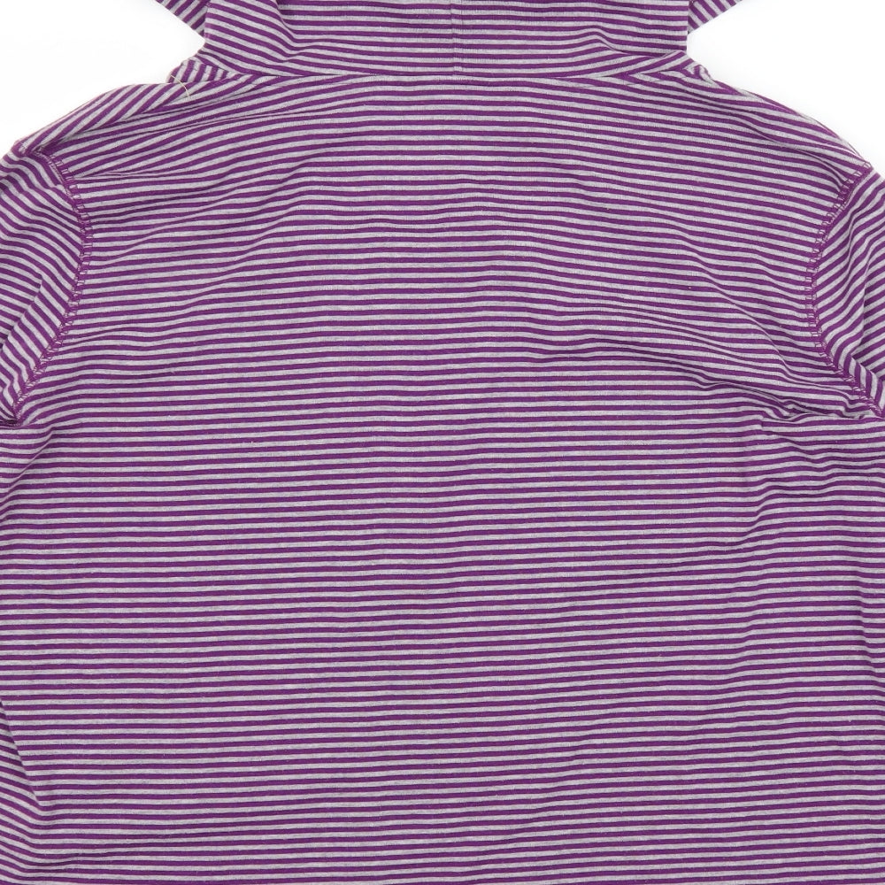 Brand and care label for Bonmarché women’s purple striped pullover hoodie, size XL
