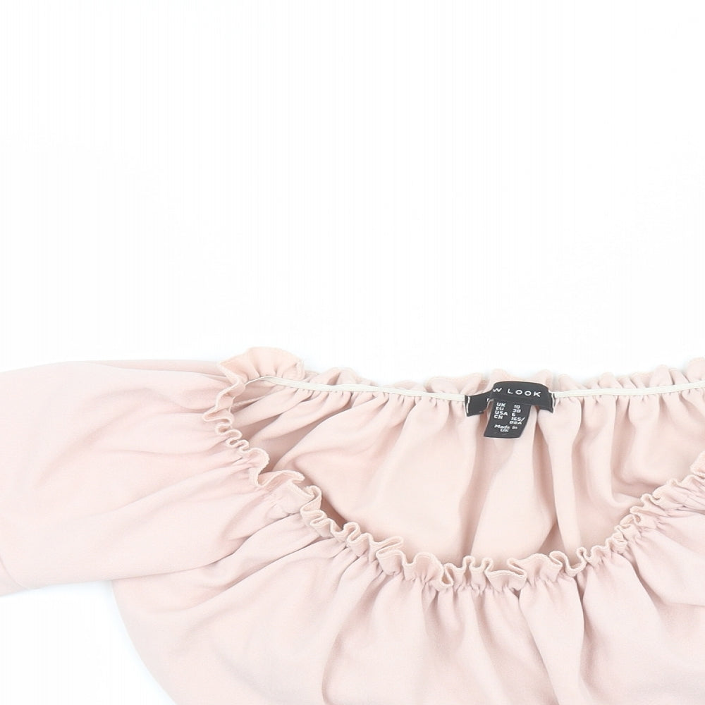 Womens UK Size 10 New Look Pink Basic Blouse