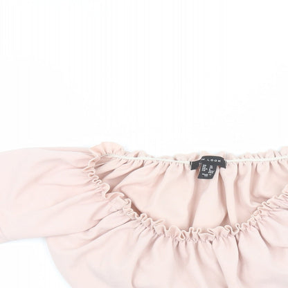 Womens UK Size 10 New Look Pink Basic Blouse