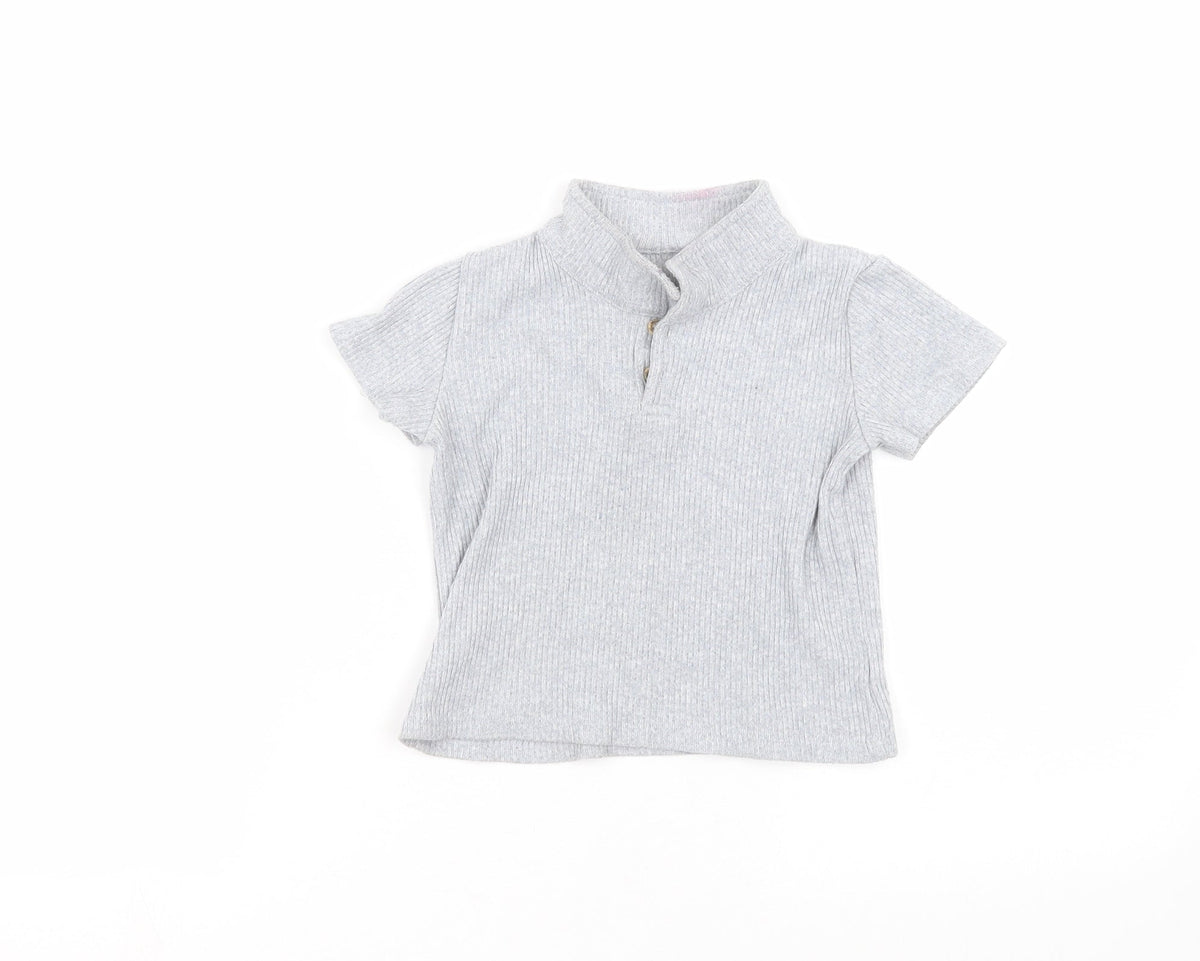 Additional front view of Matalan Baby Grey Basic T-Shirt, size 18-24, Months