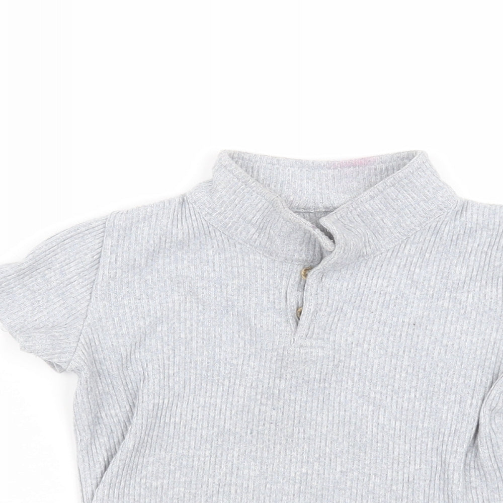 Close-up detail of Matalan Baby Grey Basic T-Shirt, size 18-24, Months